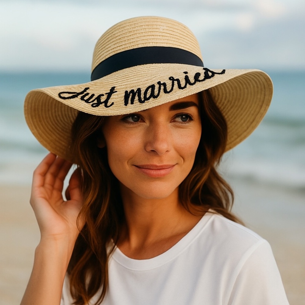 Charming Charlie Just Married Celebration Paper Rattan Ladies Sun Honeym…